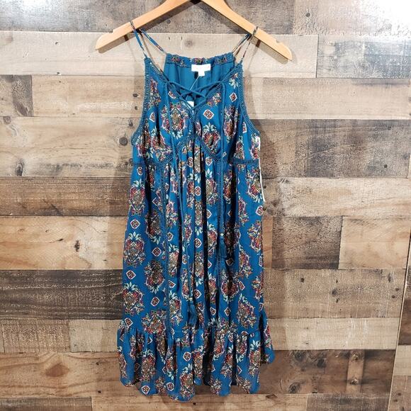 Coco + Jaimeson NWT rough water boho chiffon mini dress woman's size small - Picture 4 of 13